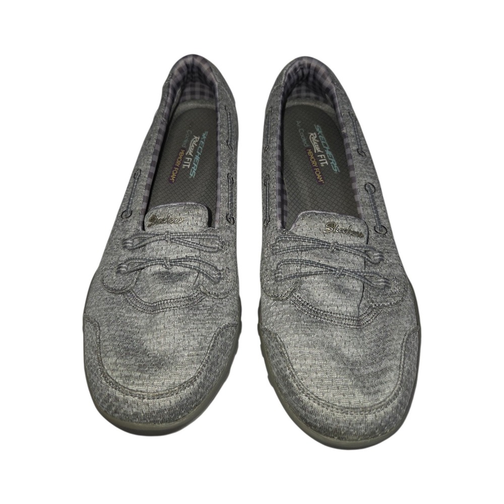 Skechers Loafers Womens 8 Gray Relaxed Fit Air Cooled Memory Foam Slip On Shoes